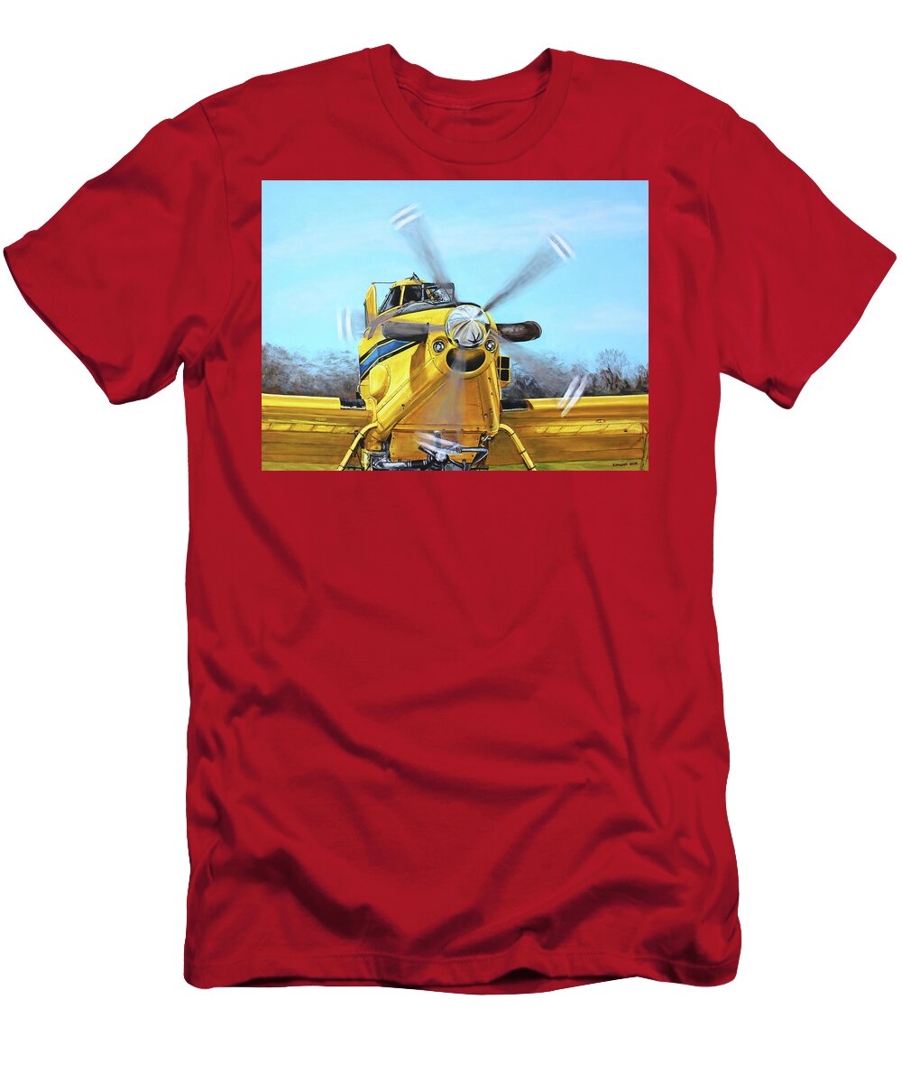 Air Tractor T-Shirt featuring the painting Air Tractor 802 Front by Karl Wagner