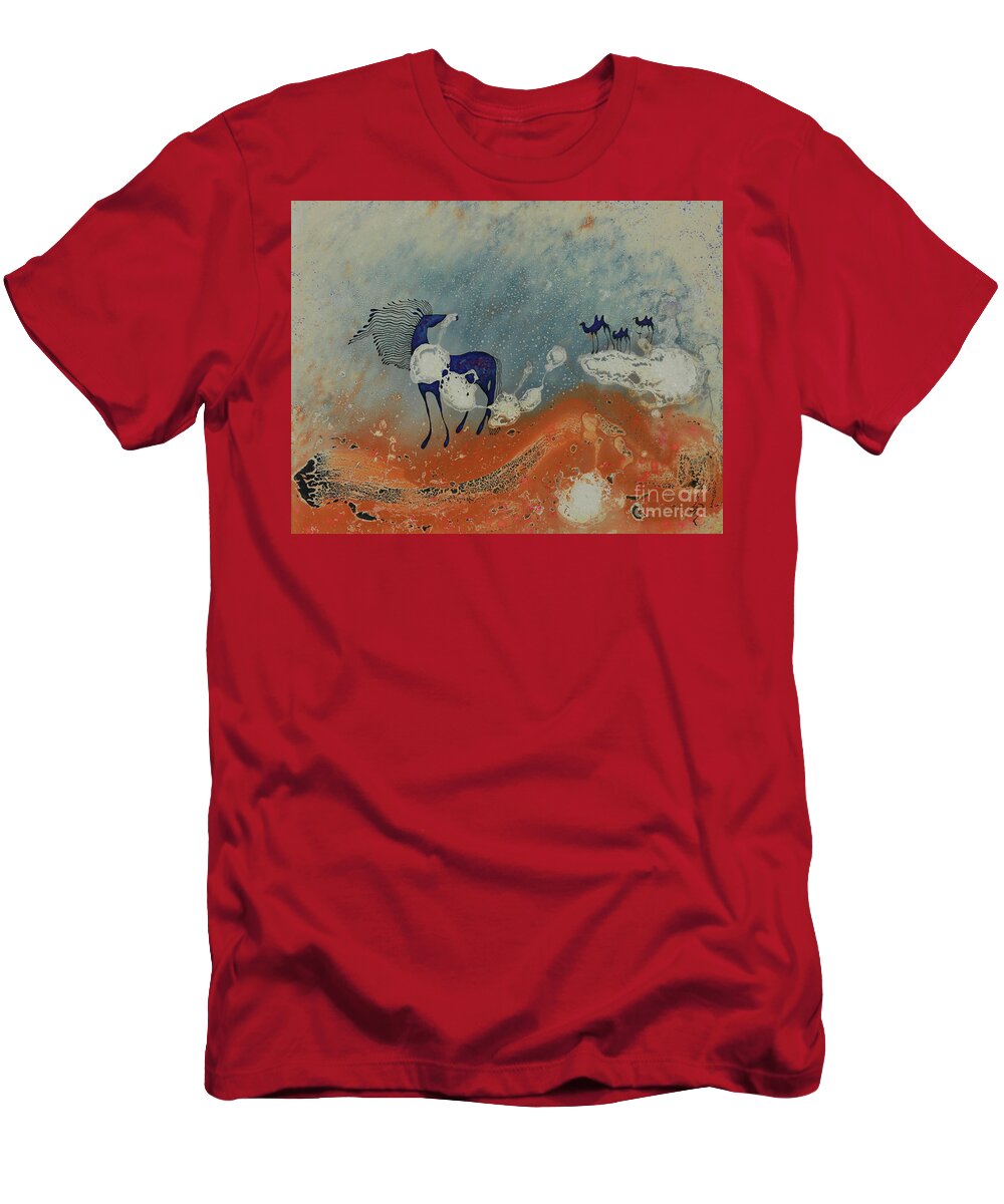 Mongolian T-Shirt featuring the painting Anand by Tsegmid Tserennadmid