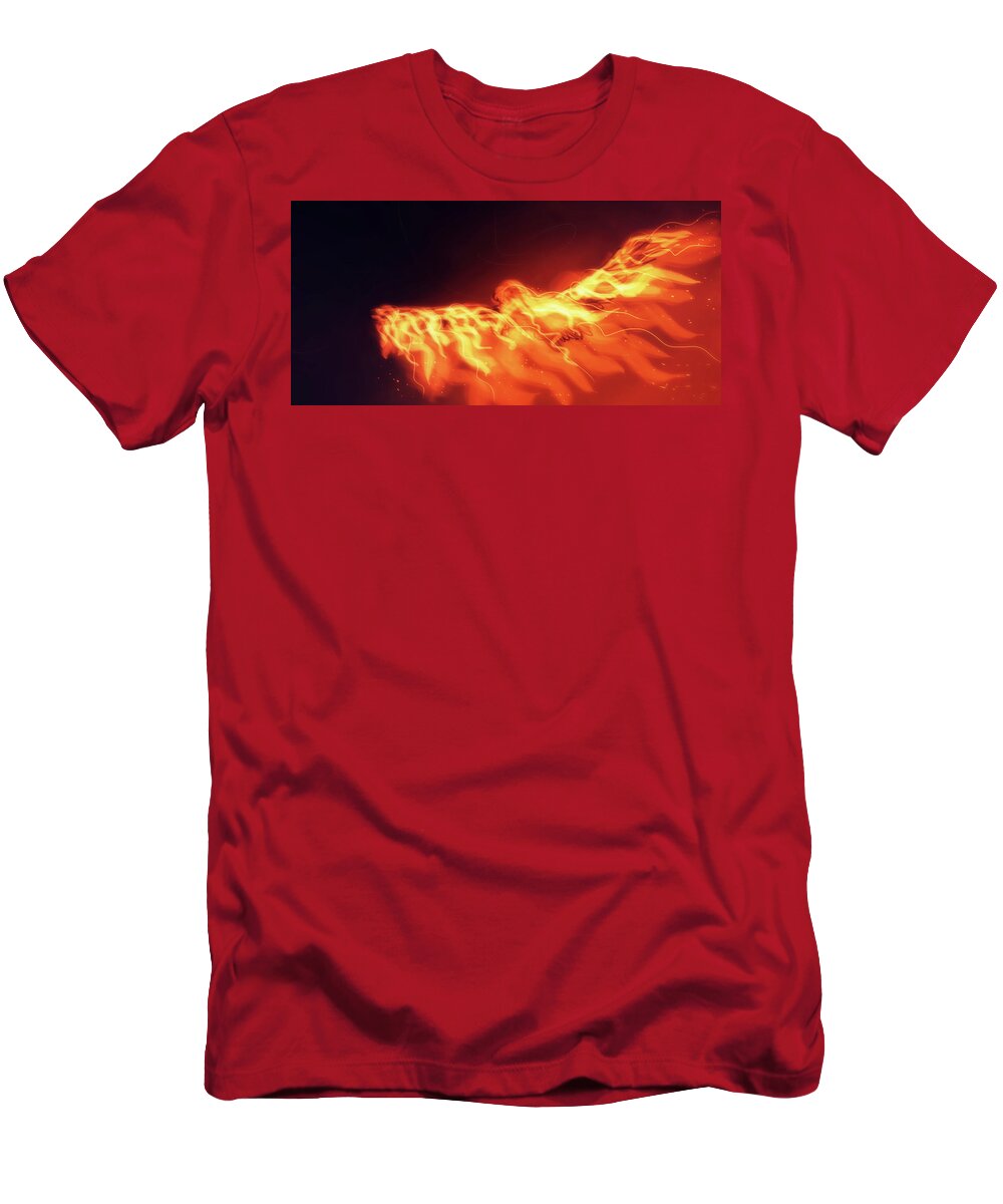 Eagles T-Shirt featuring the digital art Art - Eagle of Fire by Matthias Zegveld