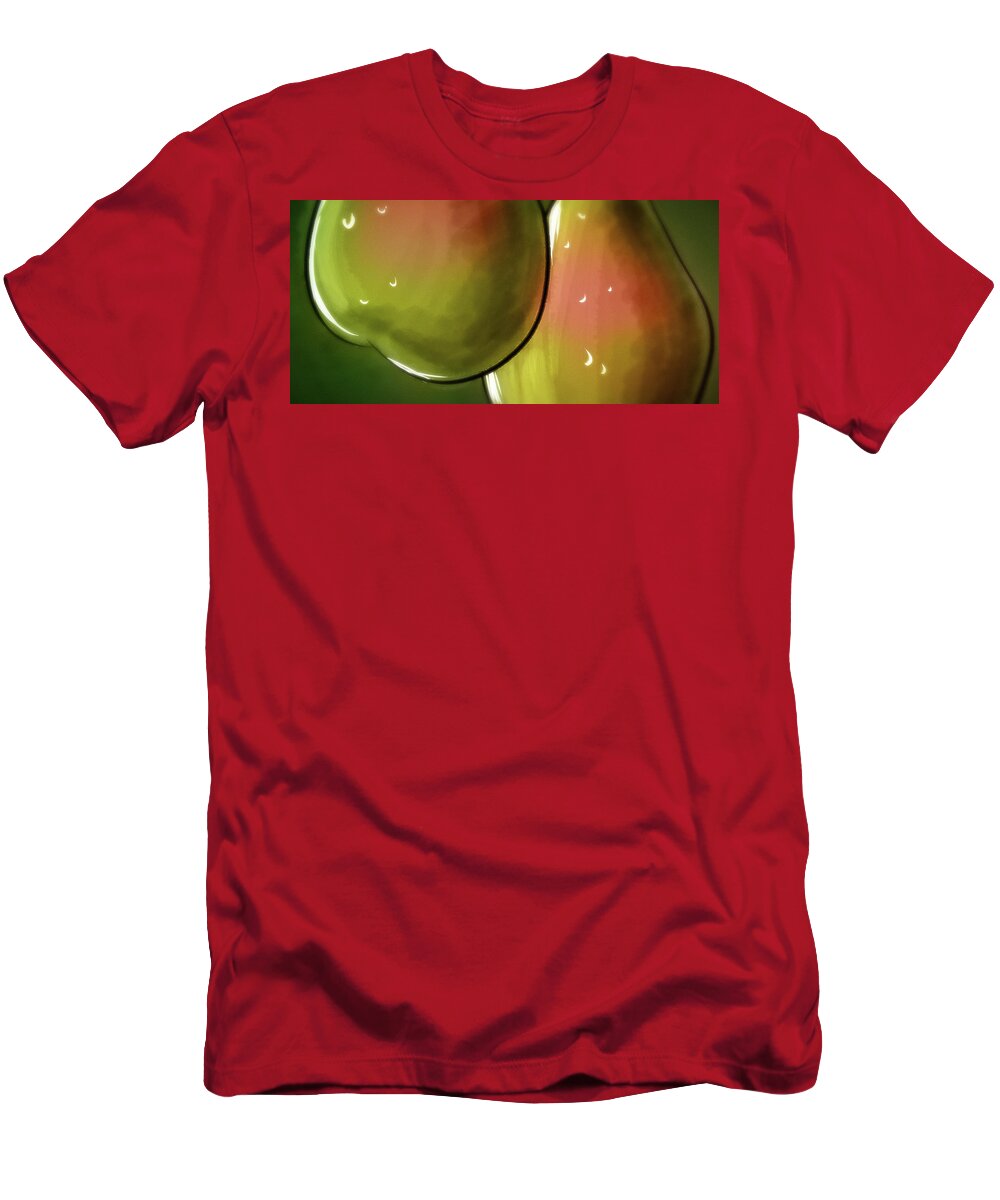 Pears T-Shirt featuring the digital art Art - Pair of Pears by Matthias Zegveld