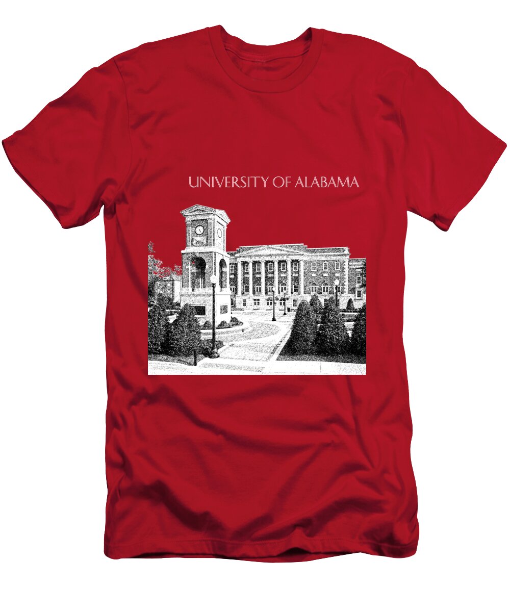 University T-Shirt featuring the digital art University of Alabama #2 - Dark Red by DB Artist