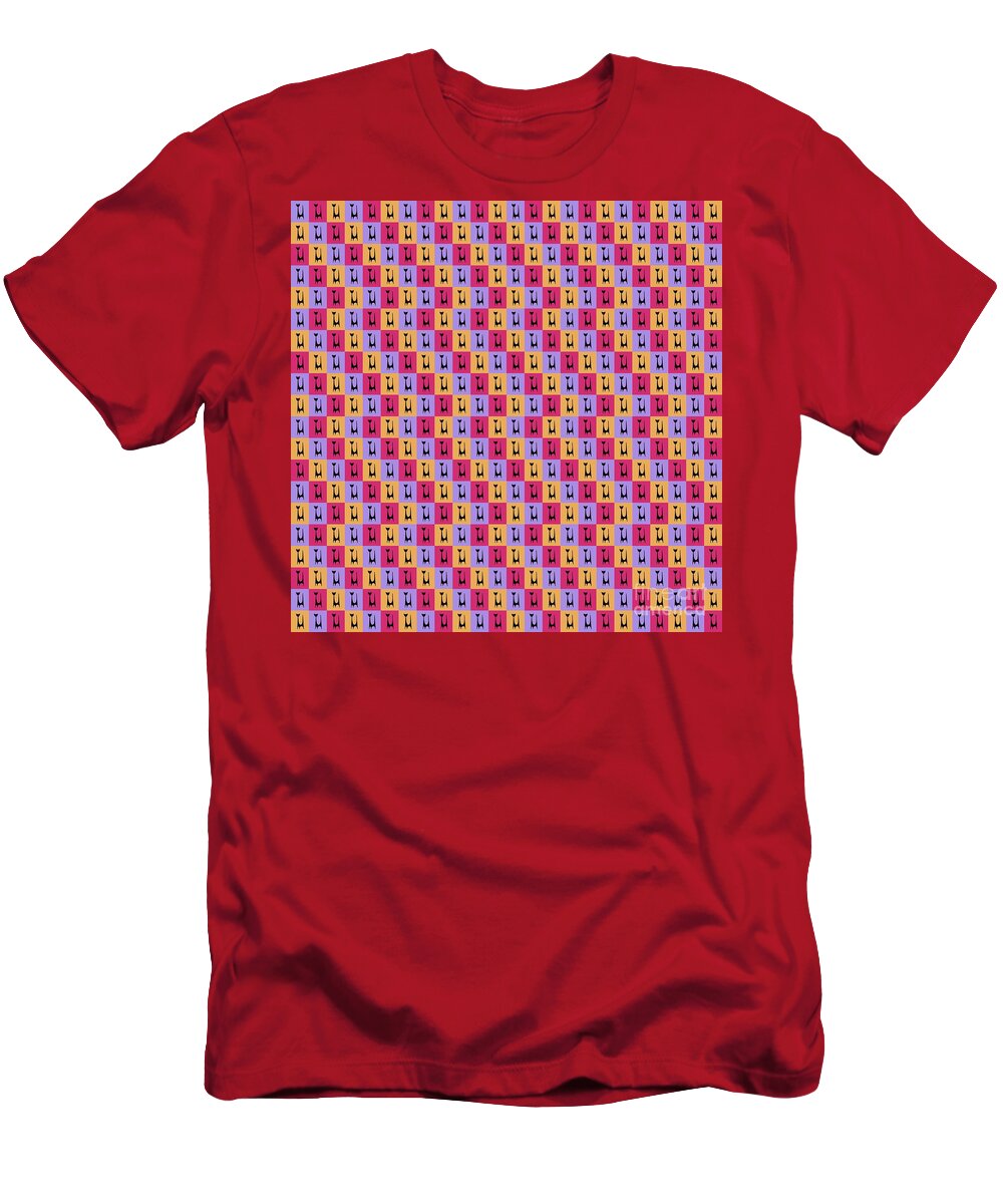 Atomic Cat T-Shirt featuring the digital art Atomic Cat 1 on Melon, Fuchsia and Melon by Donna Mibus