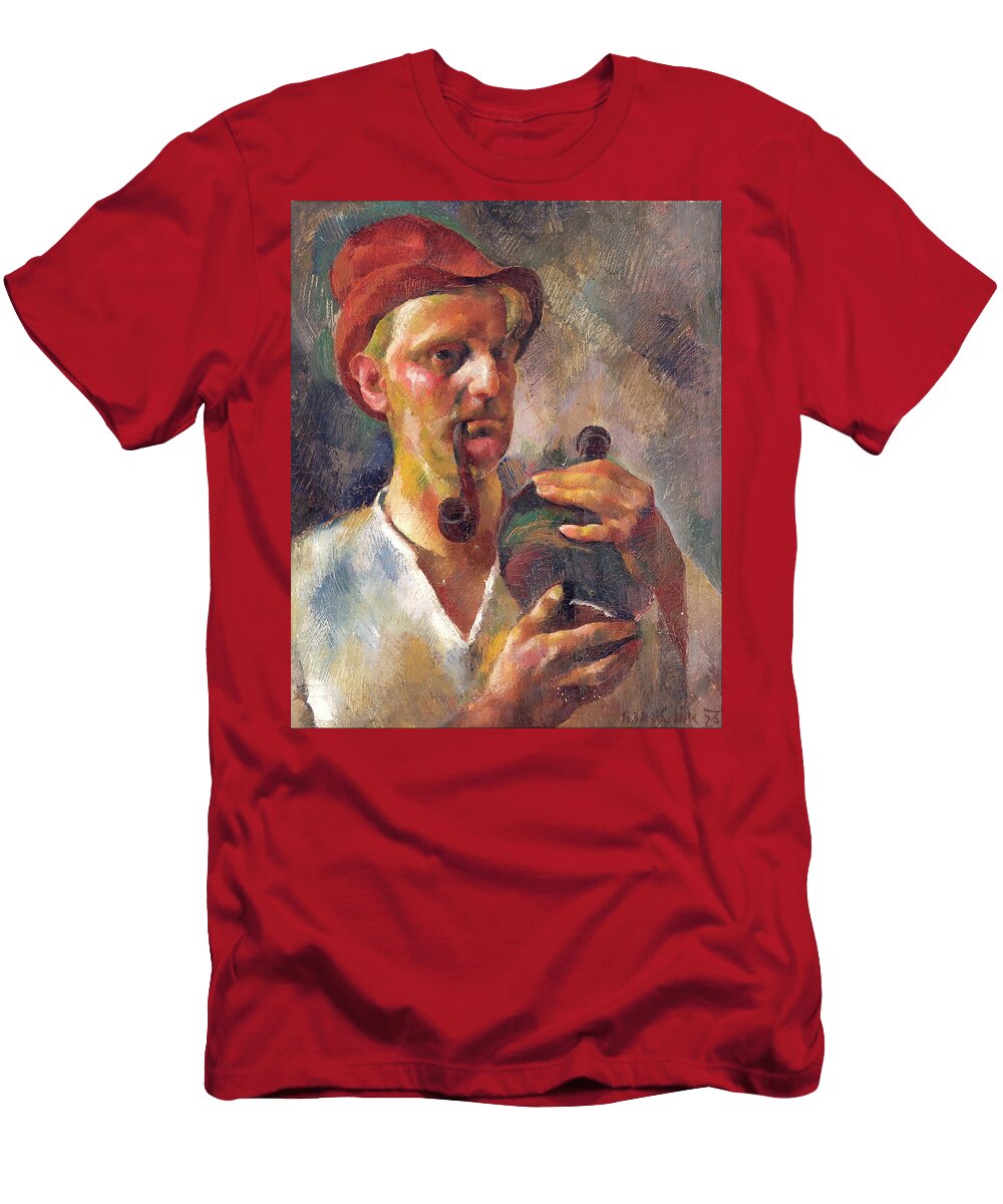 Vilmos Aba-novák T-Shirt featuring the painting Autoportret Self portrait by Vilmos Aba Nov k