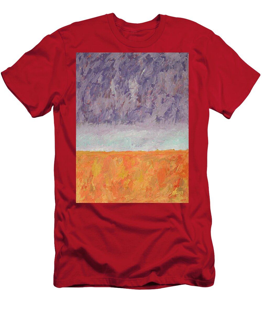 Marsh T-Shirt featuring the painting Autumn Marsh original painting by Sol Luckman