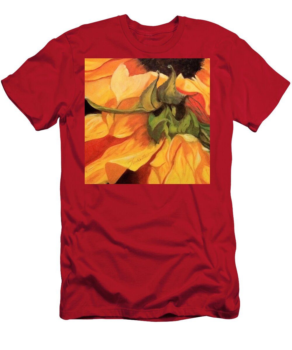 Sunflower T-Shirt featuring the painting Autumn memory by Juliette Becker