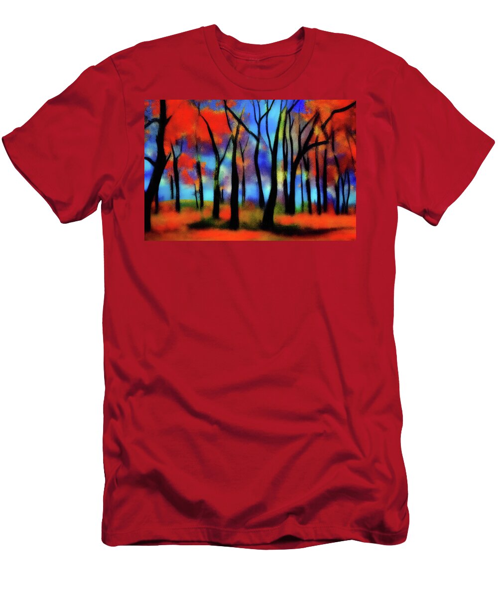 Autumn T-Shirt featuring the digital art Autumn red vibes by Tatiana Travelways