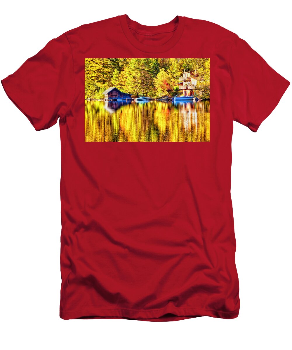 Autumn T-Shirt featuring the photograph Autumn Reflections by Tatiana Travelways