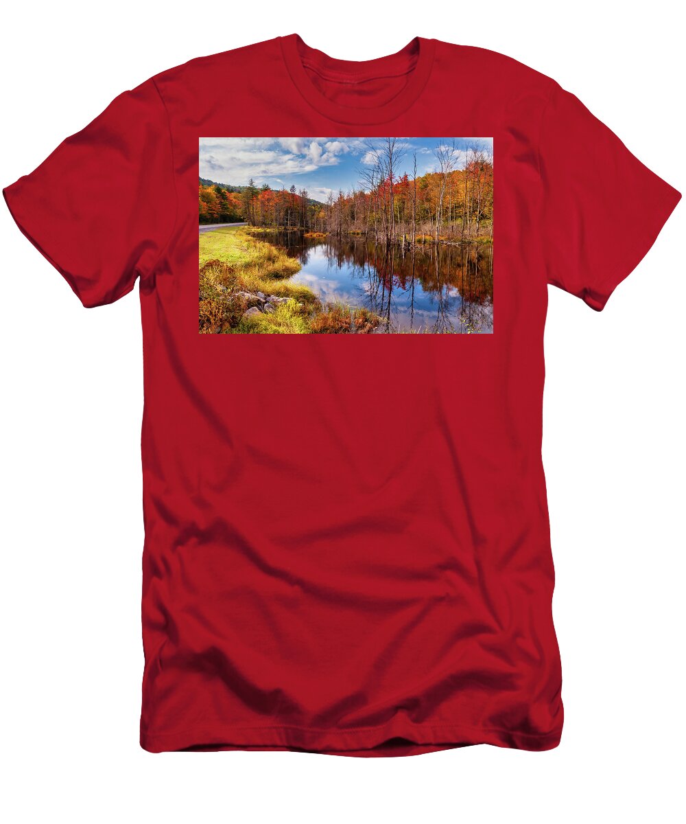 Fall T-Shirt featuring the photograph Autumn Restful Reflections by Dan Carmichael