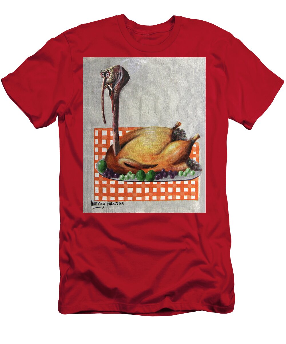 Baked Turkey T-Shirt featuring the painting Baked Turkey by Anthony Falbo