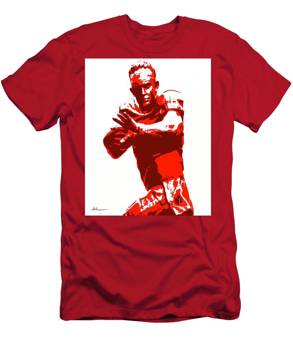 Baker Mayfield T-Shirt featuring the painting Baker Mayfield Statue by Jack Bunds