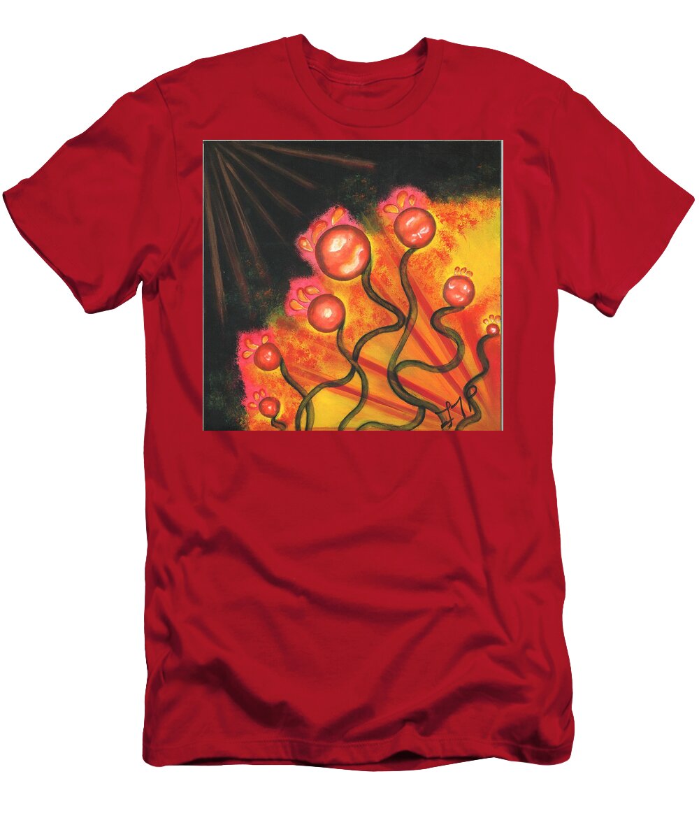 Red T-Shirt featuring the painting Balls and Bulbs by Esoteric Gardens KN