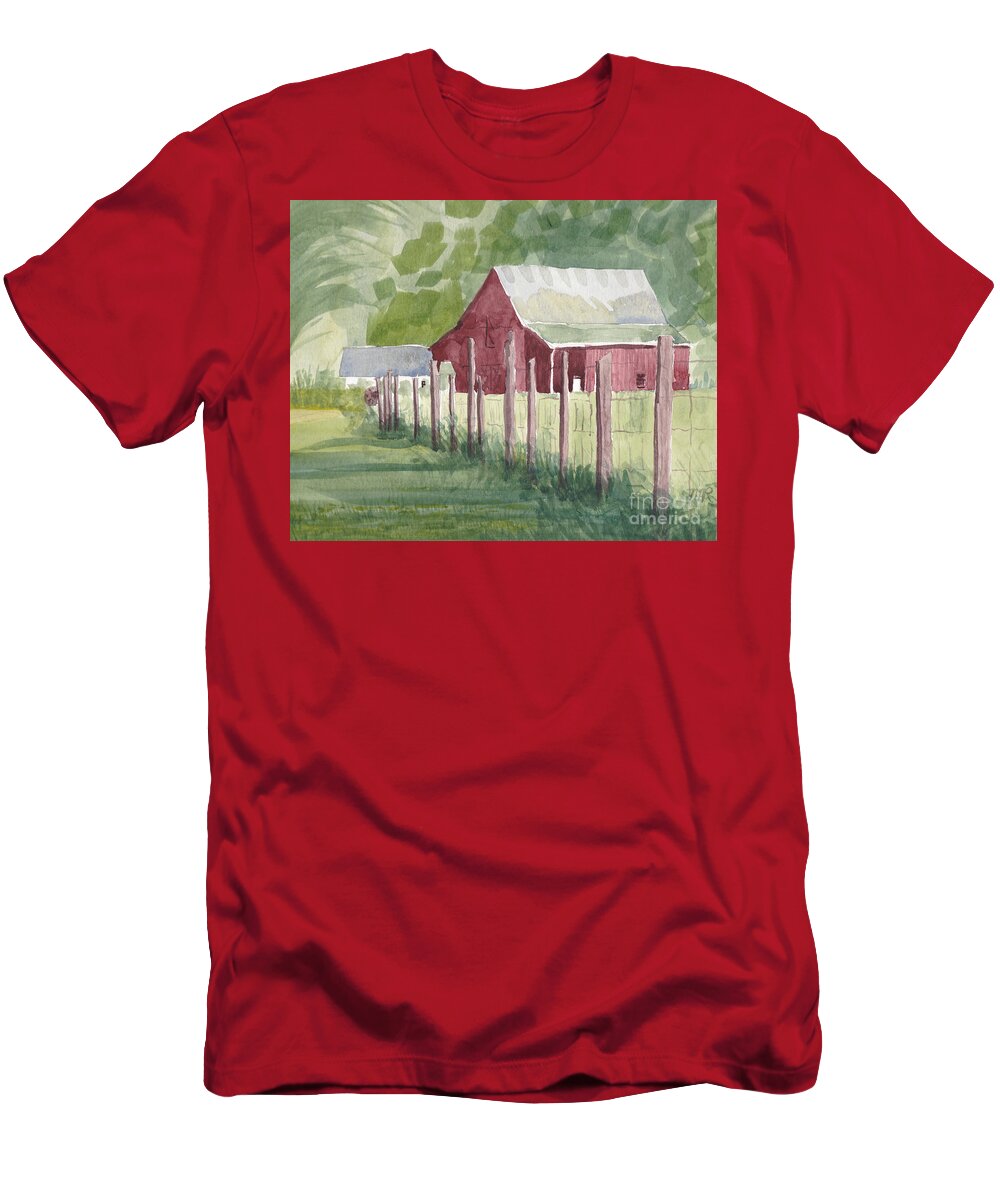 Maryland T-Shirt featuring the painting Barn, View #2, on Holly Drive by Maryland Outdoor Life