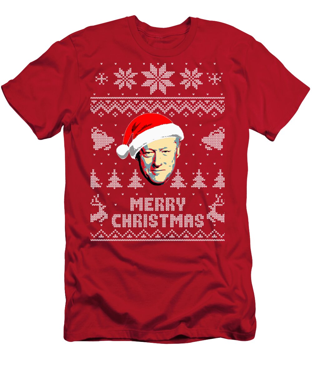 North America T-Shirt featuring the digital art Bill Clinton Merry Christmas by Filip Schpindel