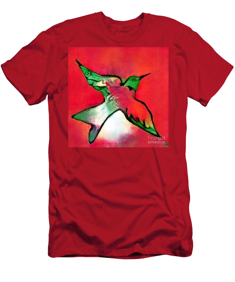 Bird Art T-Shirt featuring the digital art Bird Flying Solo 007 by Stacey Mayer