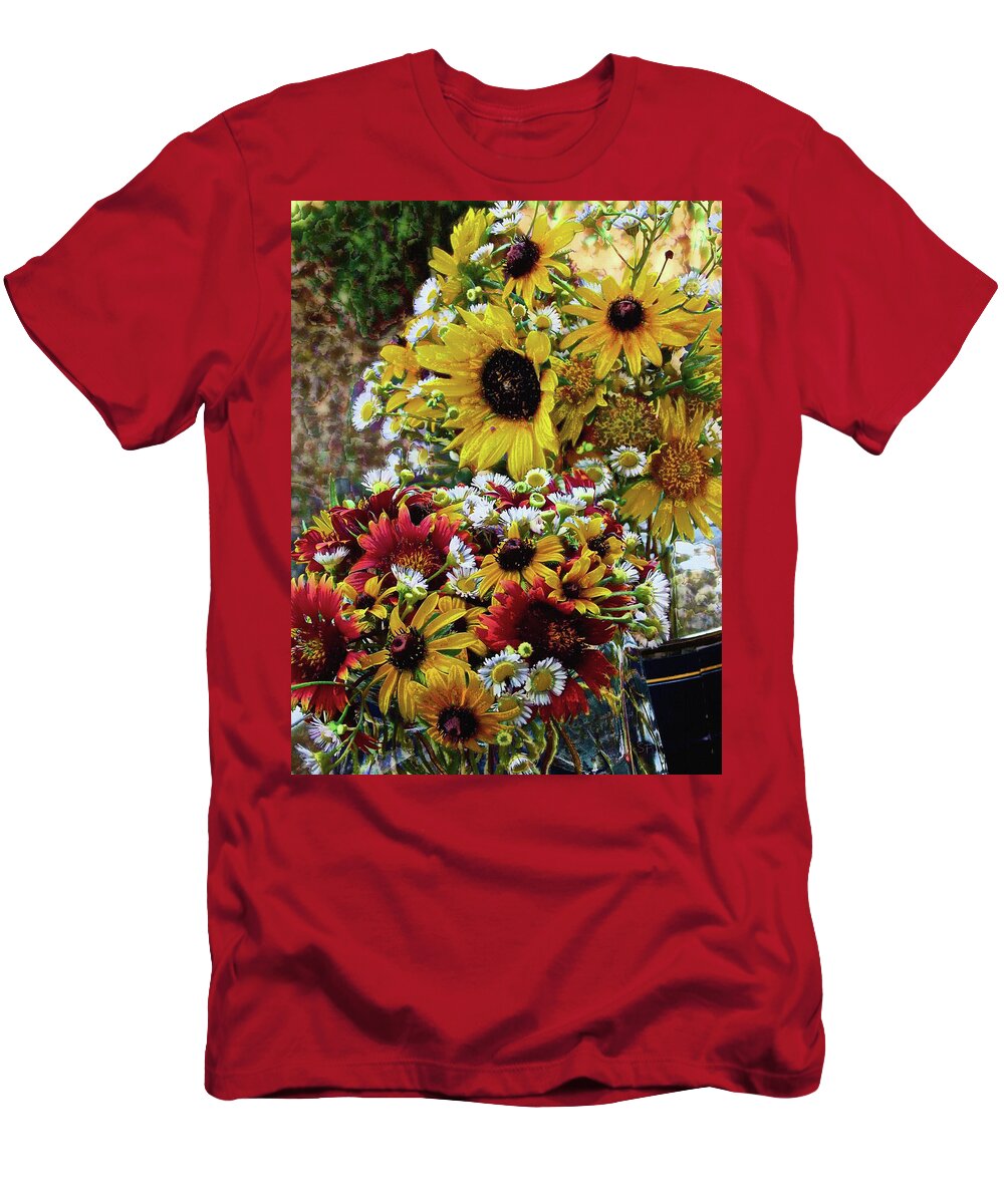 Wildflowers T-Shirt featuring the mixed media Bouquets of Oklahoma Wildflowers by Shelli Fitzpatrick