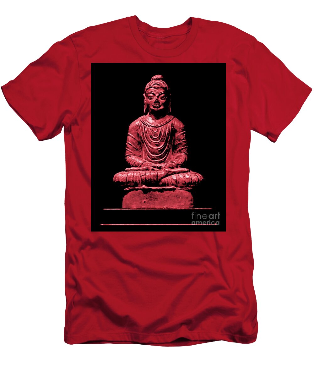 Buddha T-Shirt featuring the photograph Buddha Red by Marisol VB
