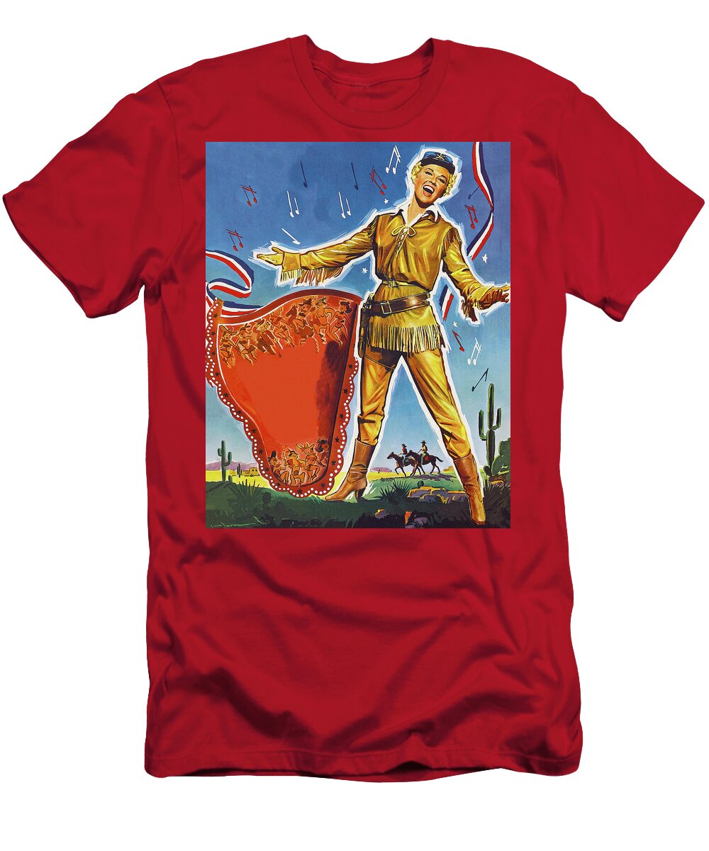 Calamity T-Shirt featuring the painting ''Calamity Jane'' - 1953-b, movie poster base painting by Movie World Posters
