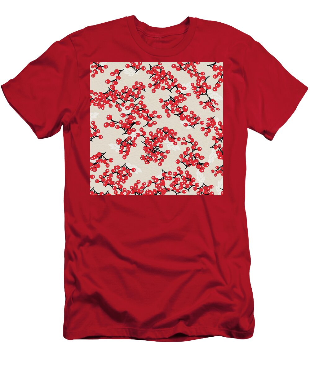 Graphic T-Shirt featuring the digital art Chinese Red Berries by Sand And Chi