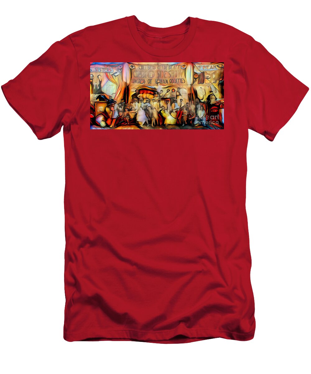 Wingsdomain T-Shirt featuring the photograph Circus Freak Show Exhibit 20200424v3 Long by Wingsdomain Art and Photography