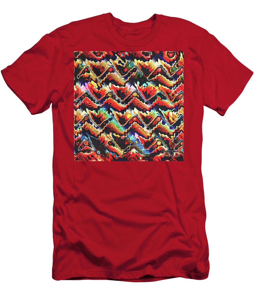 Aztec T-Shirt featuring the digital art Colorful Geometric Motif by Phil Perkins