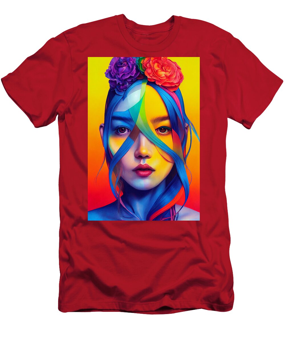 Design T-Shirt featuring the painting colorful rainbow portrait in the style of James Jean  378a4914 a319 4b19 860e 345b860c by MotionAge Designs