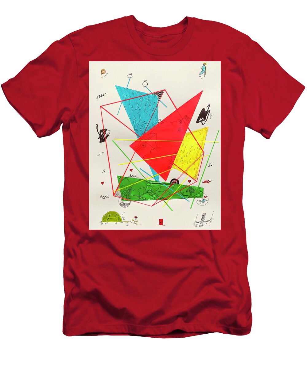  T-Shirt featuring the mixed media Colorful Rays 16202 by Lew Hagood