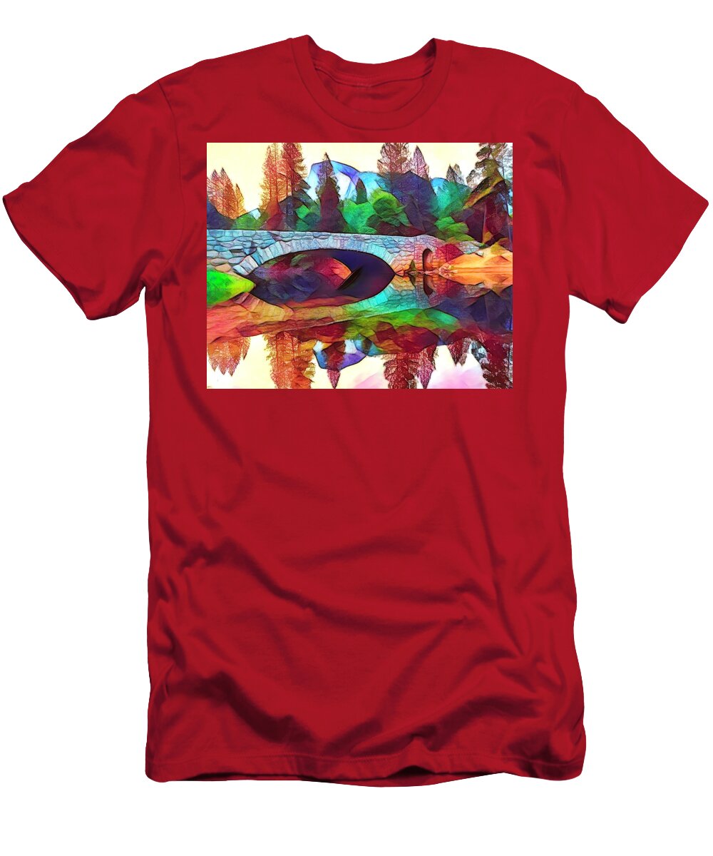 Yosemite T-Shirt featuring the photograph Colorful Yosemite Reflections by Her Arts Desire