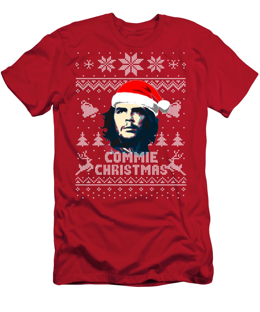 Santa T-Shirt featuring the digital art Commie Christmas Che Guevara by Filip Schpindel