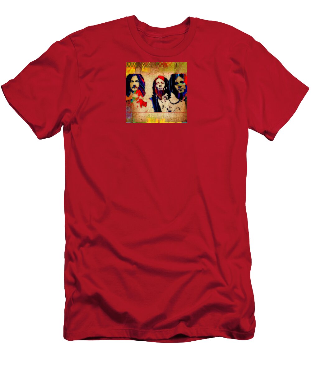 Cream T-Shirt featuring the mixed media Cream Eric Clapton Jack Bruce Ginger Baker by Marvin Blaine