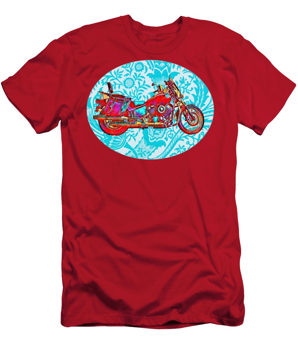 Motorcycle T-Shirt featuring the digital art Artsy Motorcycle Deco Digital Graphic by Gaby Ethington