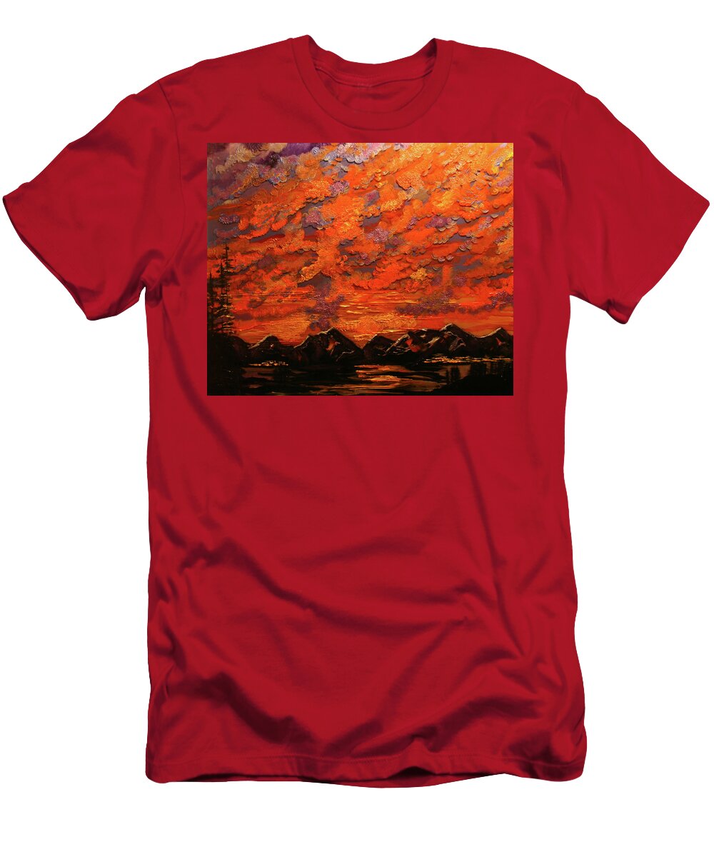 Sunset T-Shirt featuring the painting Dillon Sunset by Marilyn Quigley