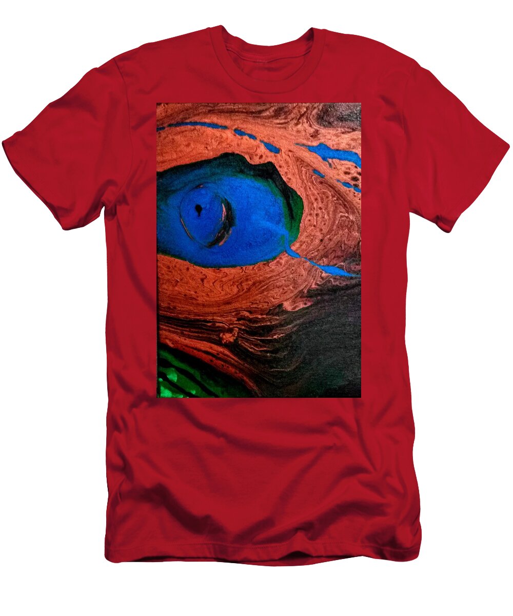 Eye T-Shirt featuring the painting Dinos Eye by Anna Adams