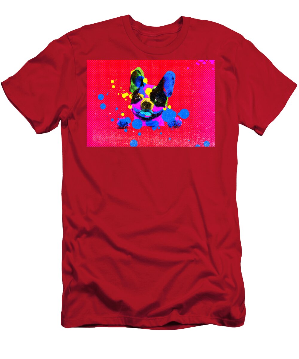 Hot Pink T-Shirt featuring the mixed media Dog Abstract by Eena Bo