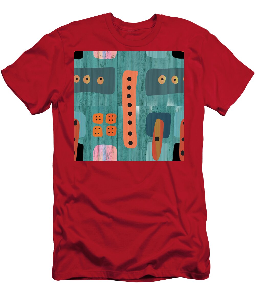 Dominoes T-Shirt featuring the mixed media Dominoes by Nancy Merkle