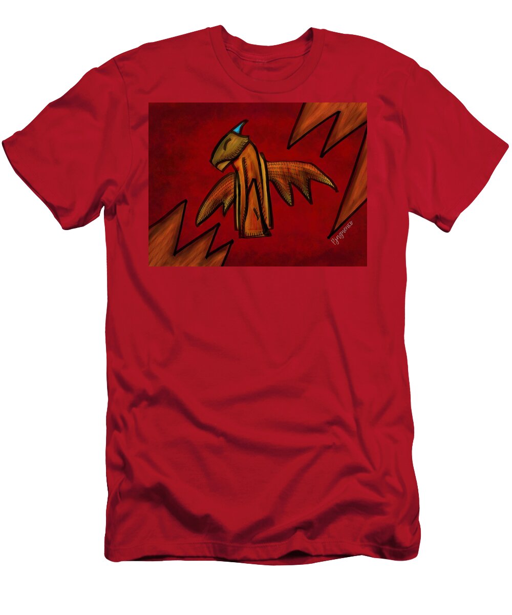 Dragon T-Shirt featuring the digital art Dragon in red mist by Ljev Rjadcenko