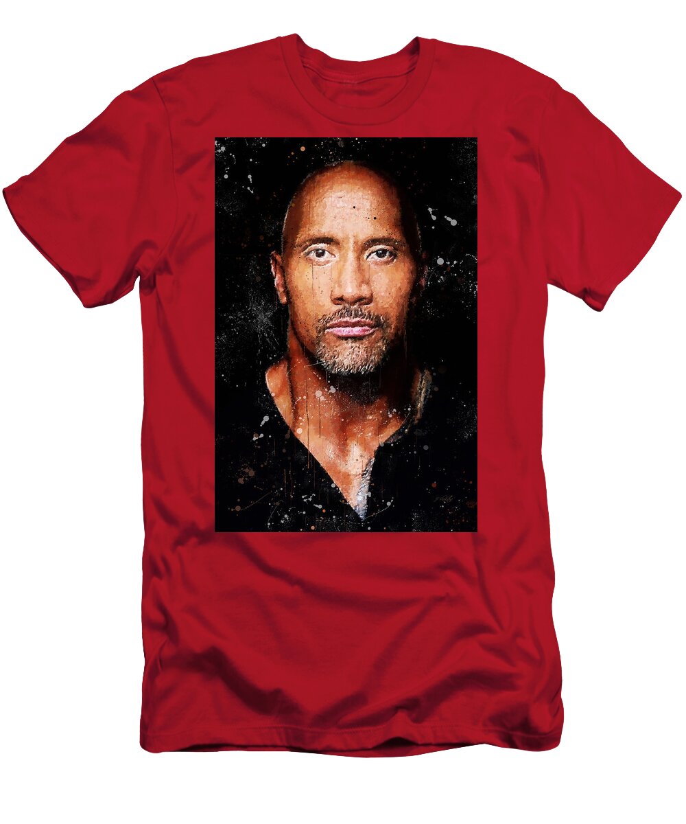 Dwayne Johnson T-Shirt featuring the painting Dwayne The Rock Johnson II by Jordan Blackstone