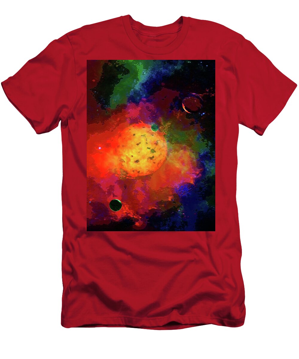 Mixed Media T-Shirt featuring the digital art Emerging Planets by Don White Artdreamer