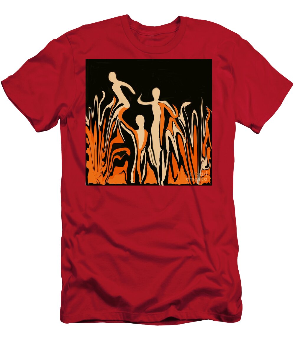 Abstract Escapes T-Shirt featuring the digital art Escaping the flames by Elaine Hayward