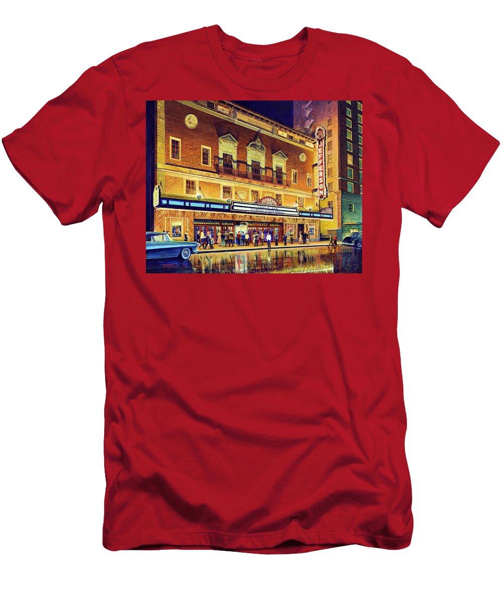 Beaumont T-Shirt featuring the painting Evening at the Jefferson by Randy Welborn