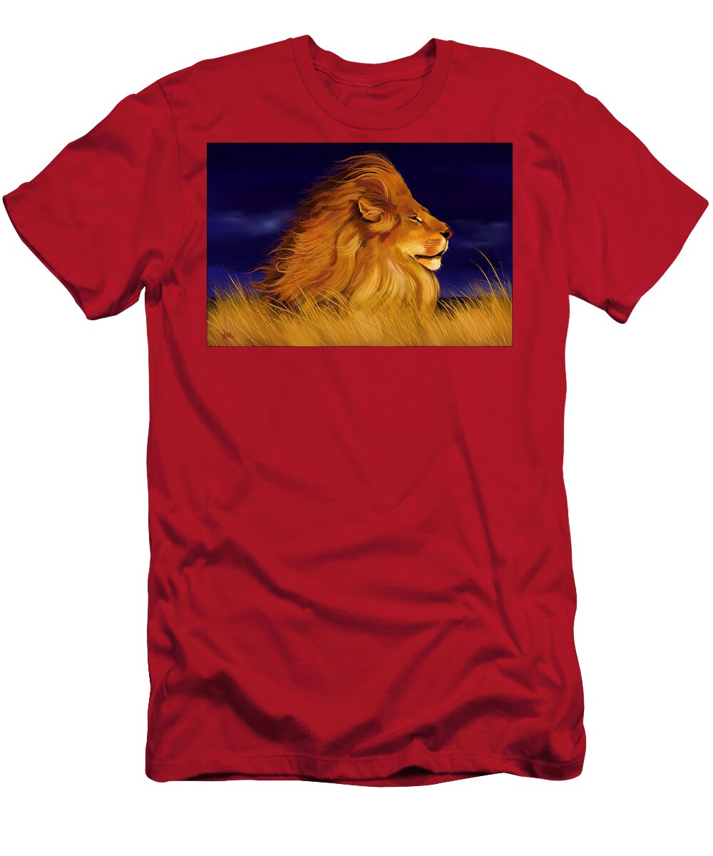 Lion T-Shirt featuring the digital art Facing the Storm by Norman Klein
