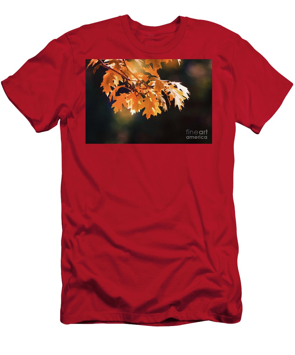 Maine Leaves T-Shirt featuring the digital art Fall Leaves by Patti Powers