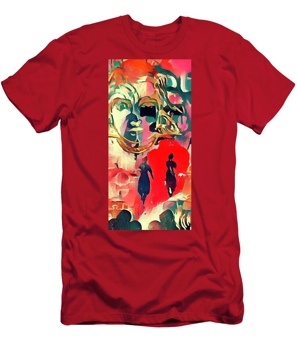  T-Shirt featuring the painting Fighting for Us by Tommy McDonell