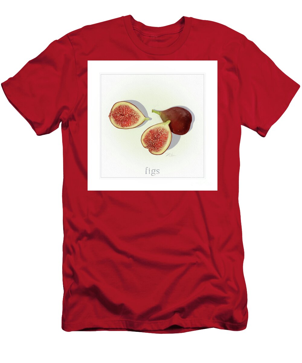 Fruit T-Shirt featuring the mixed media Figs Fresh Fruits by Shari Warren