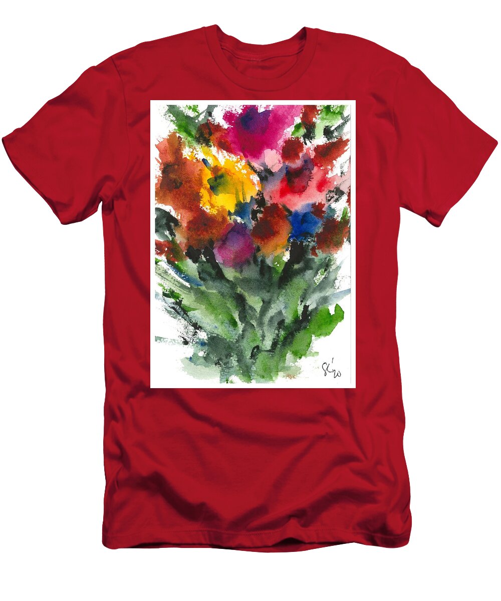 Water T-Shirt featuring the painting Flower_Now by Loretta Coca