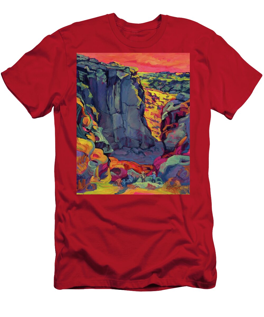 Fossils T-Shirt featuring the painting Fossil Falls West by Jane Thorpe