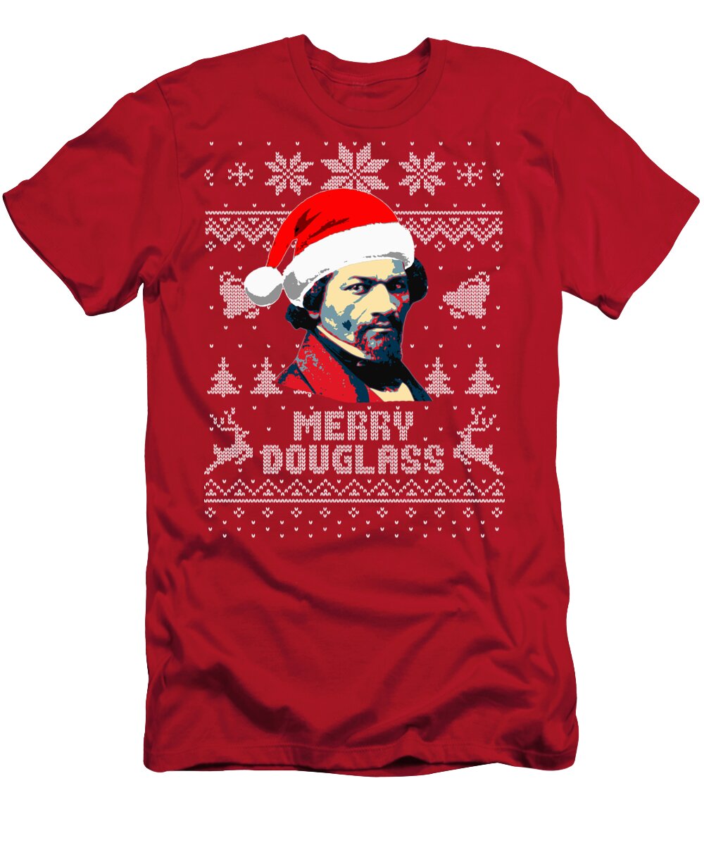Santa T-Shirt featuring the digital art Frederick Douglass Merry Douglass by Filip Schpindel