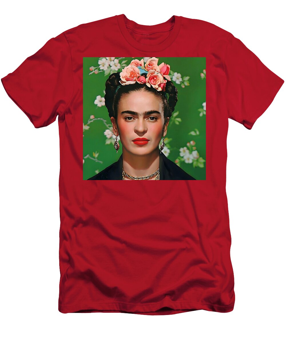 Frida Kahlo - self portrait hd T-Shirt by Frida Kahlo - Pixels