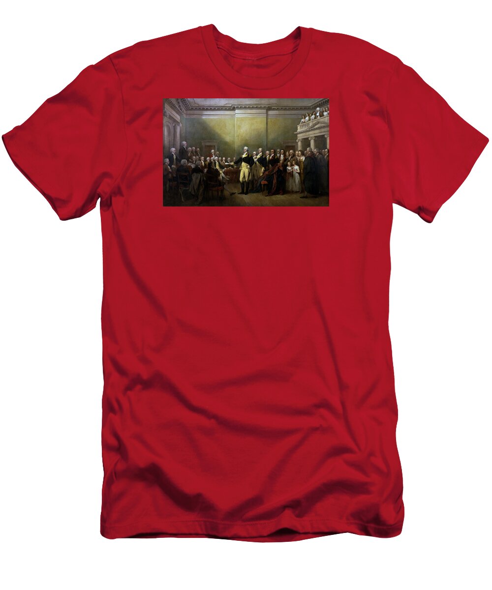 George Washington T-Shirt featuring the painting General Washington Resigning His Commission by War Is Hell Store