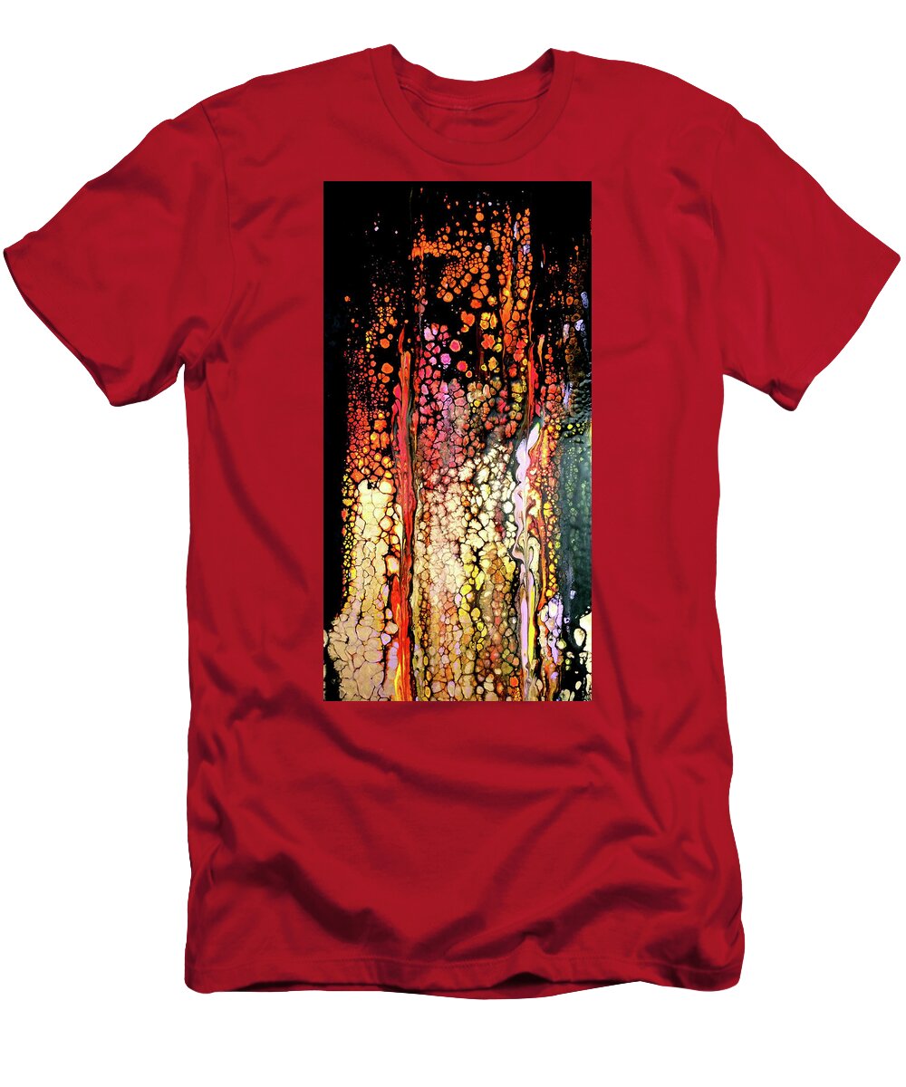 Gold T-Shirt featuring the painting Golden Raindrops by Anna Adams