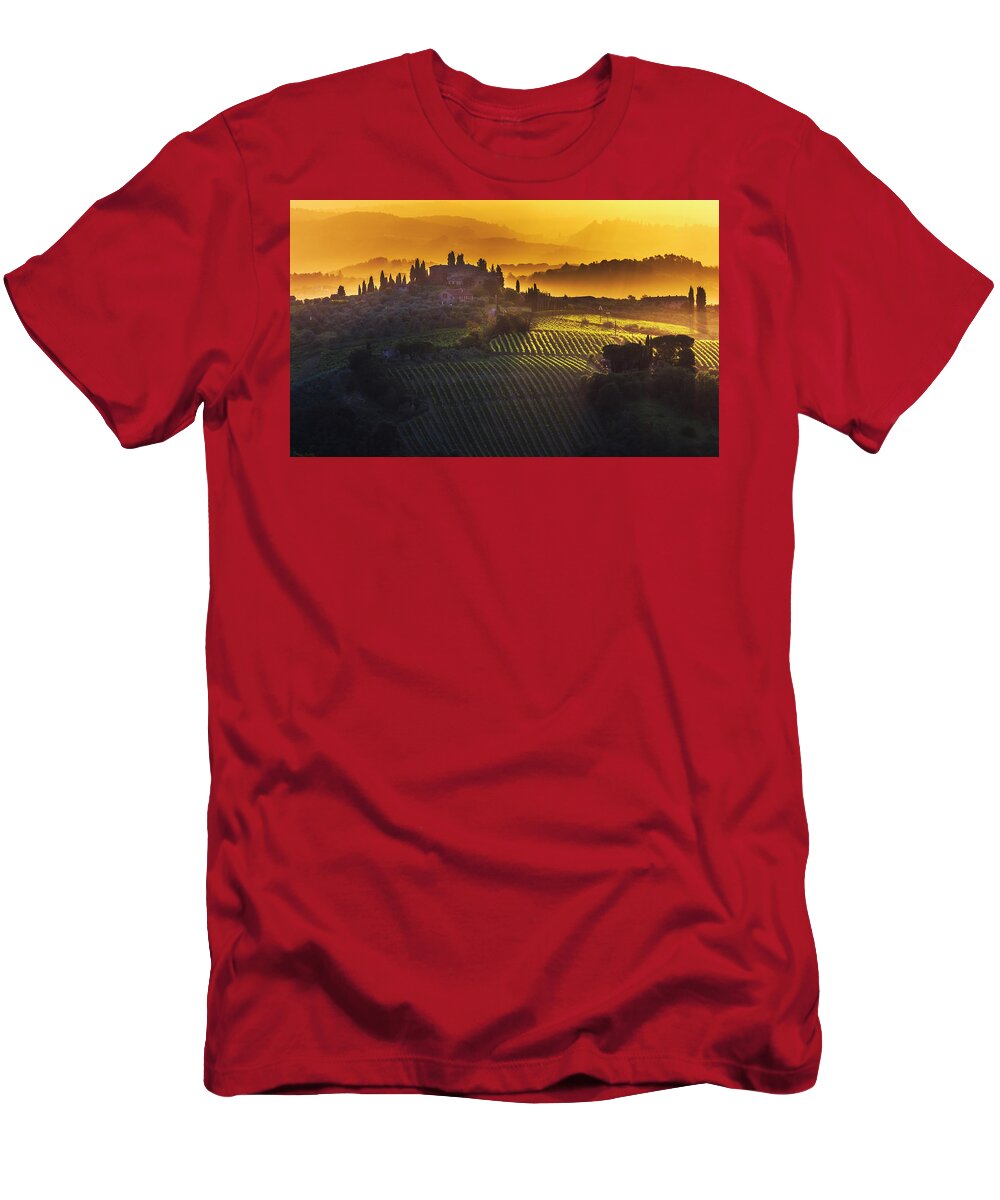 Italy T-Shirt featuring the photograph Golden Tuscany by Evgeni Dinev